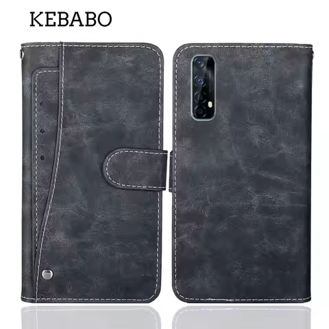 Leather Wallet Realme 7 Global Case 6.5" Flip Fashion Luxury Card Slots Protective Cover Phone Prote