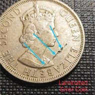 Error Coin ( Laminated Error) - Malaya British Borneo Queen Elizabeth 50 Cents Year 1955