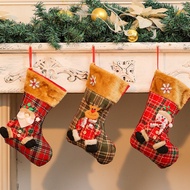 Large Flower Plaid Christmas Toy Socks Christmas Decorative Ornaments Children's Gift Bag Candy Socks Gift Bag
