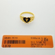Cincin Huruf Y Pelbagai Saiz 11.5 13.5 Emas 916 Yon Hing