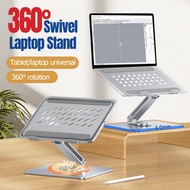 360° Swivel Laptop Stand for Desk Adjustable Height Computer Stand Portable Laptop Holder Aluminum with Rotating Base Compatible All Laptops