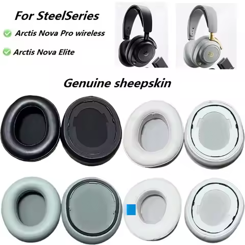 Genuine sheepskin Ear pads For SteelSeries Arctis Nova Pro Wireless/Nova Elite Headphones Replacemen