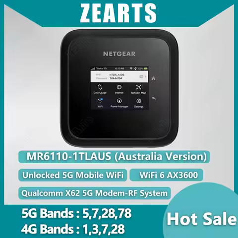 ZEARTS NETGEAR MR6110 5G WiFi 6 Mobile Hotspot Router MR6110-1TLAUS Qualcomm X62 With 5G Sub-6 bands