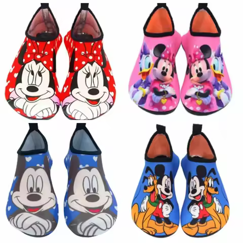 Summer Baby Boys Girls Floor Shoes Home Socks Cartoon Mickey Mouse Minnie Elsa Print Antiskid Sneake