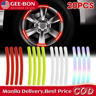 GEEBON 20pcs Car Hub Reflective Sticker Decor Strip For Bicycle Car Motorcycle Tyres Sticker