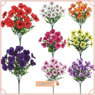 TOPBEAUTYMY Artificial Pansy Flowers, 7-Fork Plastic Fake Blooms, Spring Tricolor Violet Faux Bundle