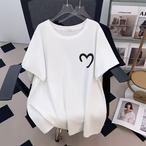 170Kg Plus Size Women's Bust 170 Summer Loose Top Short Sleeve T-Shirt Black White 4XL 5XL 6XL 7XL 8