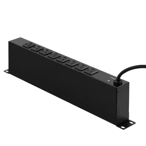 SucceBuy 1U PDU 8/10/12 Outlets 110-125V/15A Rack Mount Strip Power Fits Standard 19 Server Racks Id