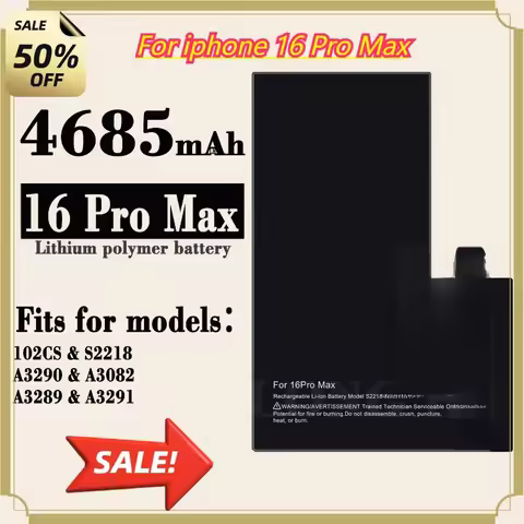 High Quality 100% New 4685mAh S2118H Battery For iphone 16 Pro Max Replacement Bateria