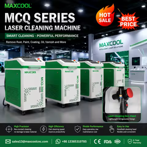 Maxcool Laser Cleaner 300w 500w JPT Pulsed Fiber Laser Cleaning Machine Double Axis Pulse Wood Varni
