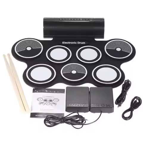 MD759 Hand-rolled Electronic Drum Kit, Adult Beginner Dual-speaker Portable Children's Percussion In