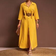 Spring/Autumn New Elegant, Commute, Party, Casual, Teacher Wear Fitted Solid Yellow Shirt Collar Ope