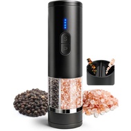 Aotto 2 in 1 Electric Salt and Pepper Grinder Set, USB-C Rechargeable Automatic Grinder, with LED Li