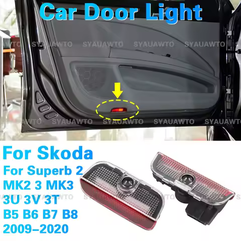 2PC NEW LED Car Door Projector Welcome Light Accessories for Skoda Superb 2 MK2 3 MK3 3U 3V 3T B5 B6