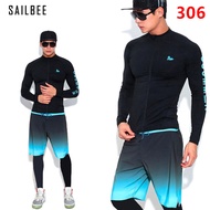 SAILBEE เสื้อแขนยาวว่ายน้ำเล่นเซิร์ฟป้องกันรังสียูวีสำหรับผู้ชายชุดว่ายน้ำชุดว่ายน้ำแขนยาวเสื้อโต้คลื่นสำหรับใส่ลงว่ายน้ำ