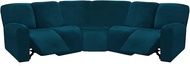 ULTICOR 7-Piece L Shape Sectional Recliner Sofa Covers, Velvet Stretch Reclining Couch Covers for Reclining L Shape Sofa, Thick, Soft, Washable (Deep Teal, L Shape 5 Seat Recliner Cover)