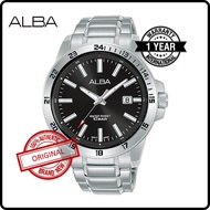 VJ42-X311BSS (AS9M25X1) ALBA ACTIVE Men Original Brand New Quartz Analog Black Dial Stainless Steel 