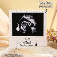 Personalized Ultrasound Block Puzzle Decor, Customized Engraved Baby Scan Photo Frame Pregnancy Anno