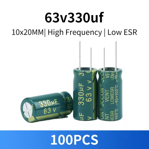 100PCS 63V 330uf Capacitor High Frequency Low ESR 10x20mm 63V Aluminum Electrolytic Capacitor 10*20