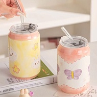 Ceramic cups, ceramic cups, gift cups, decorative cups with lids and embossed 3D ceramic glass straw