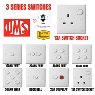 UMS SWITCHES 3 SERIES | SWITCH LAMPU | PLUG | 1 GANG 1 WAY | 2 GANG 1 WAY | SUIS | UMS 3 SERIES SWIT