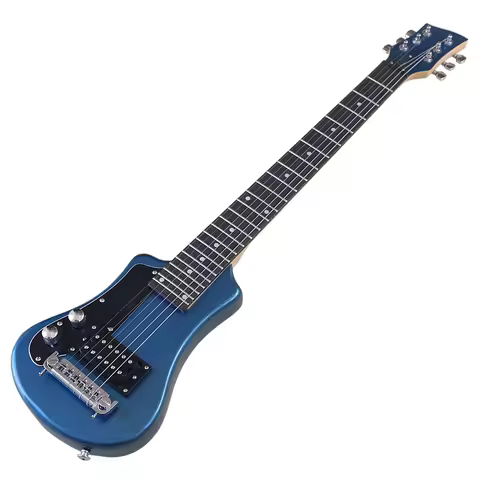 Left Hand Mini Electric Guitar Travel Guitar 34 Inch Basswood Body 6 Strings Wood Guitar High Gloss