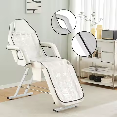 1.8m Transparent PVC Beauty Chair Cover Waterproof Oilproof Protective Cover for Salon Massage Bed F