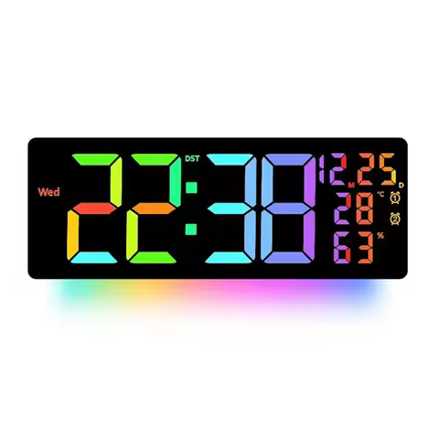 Premium RGB Large Digital Wall Clock Timing Countdown Alarm Clock 12/24H LED Alarm Clock