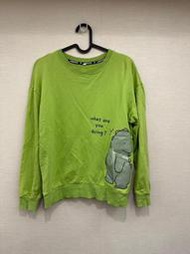[半價出清 原150] <二手> 綠色長袖可愛恐龍大學T size S