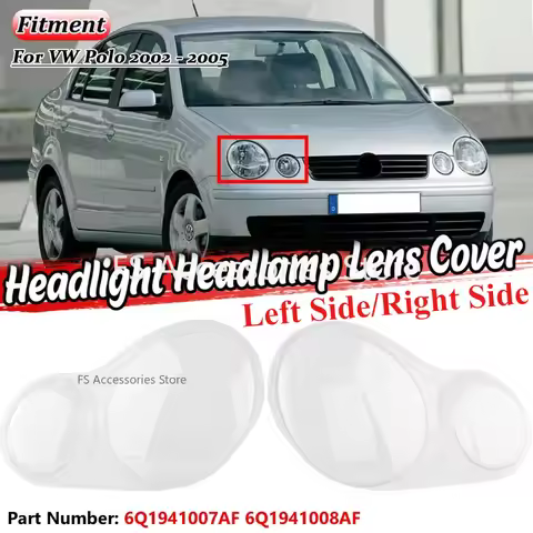 For VW Polo 9N 2002 2003 2004 2005 L/R Side Headlamp Shell Transparent Lampshade Lamp Shade Lens Fro
