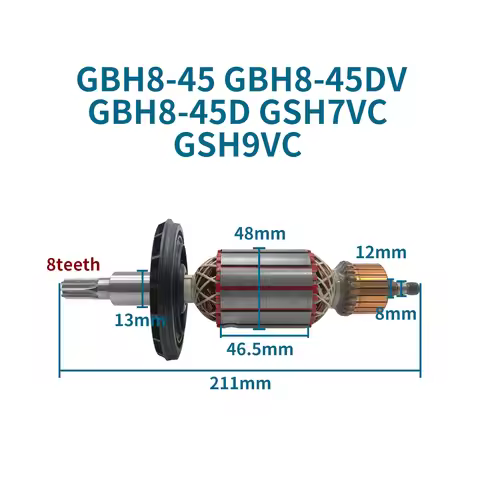 AC220-240V Armature for Bosch GBH8-45 GBH8-45DV GBH8-45D GSH7VC GSH9VC Rotor Anchor Picks Accessorie