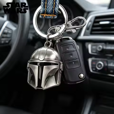 1PC Star Wars Officially Licensed Mandalorian Helmet Pewter Keyring Metal Keychain Collectible Acces