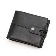 Genuine Leather Men Wallets RFID Short Bifold Male Purse Card Holders Money Clips Zipper Coin Purses