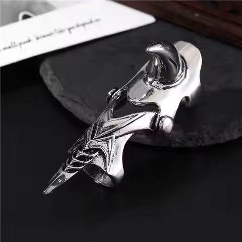 Gothic Punk Knuckle Ring Retro Rhino Gothic Scroll Armor Knuckle Metal Full Ring Cool Ring Men Boyfr