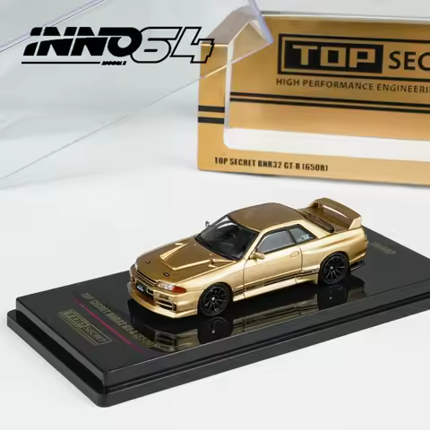 INNO 1:64 TOP SECRET BNR32 GTR R32 (650R) Gold alloy car model