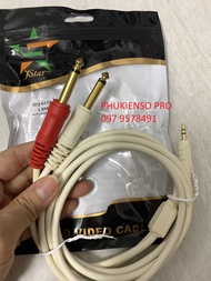[HCM]Dây chuyển jack 3.5ly ra 2 đầu jack 6ly dài 1.5M - Dây đỏ Tốt / Dây chuyển jack 3.5mm sang 2 ja