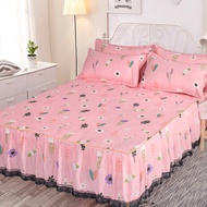 ผ้าฝ้าย3Pcsผ้าระบายขอบเตียงสิ่งทอหน้าแรกผ้าปูที่นอนลูกไม้ผ้าปูที่นอนผ้าคลุมเตียงผ้ารองนอนกับปลอกหมอน