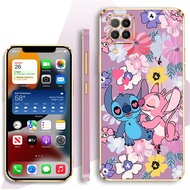 Soft Shockproof Case for Samsung A31 A32 A33 A42 A50 A50S A30S A51 A52 A52S A53 A7 2018 4G 5G TPU Cartoon Stitch And Winnie The Pooh Electroplating Square Drop-proof Protective Cover