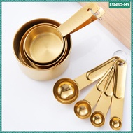 [lswbd] 8Pcs Measuring Cups Spoons Set Measure Set with Handle Measurement Tablespoon Teaspoon for T