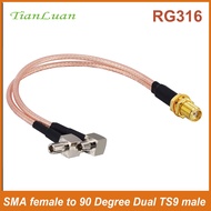 SMA Female to Dual TS9 Right Angle Male Splitter Cable 6inch (15cm) Compatible with 4G LTE Mobile Hotspot MiFi Router Cellular Broadband USB Modem Dongle Adapter