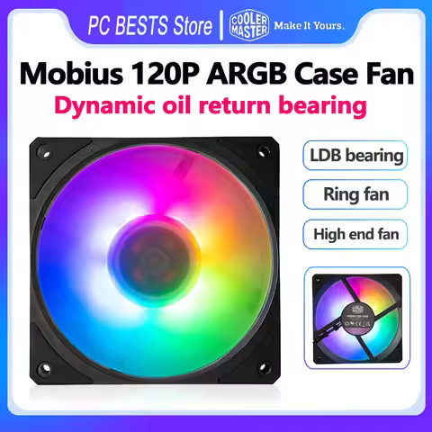 Cooler Master Mobius 120P ARGB Case Fan LDB Bearing Cooler Ring Fan 8 ARGB Lamp Beads 120mm Quiet Cp