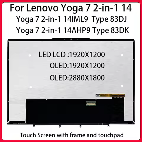 14 Inch Touch Screen For Lenovo Yoga 7 2-in-1 14IML9 Yoga 7 2-in-1 14AHP9 LCD Display Digitizer+With