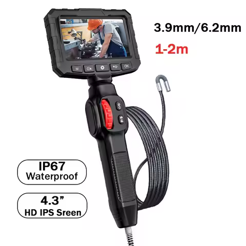 360° Two-way Rotation Industrial Borescope 2MP HDEndoscope with 6 LEDS 6.2mm HD 1080P 1-2m Cable