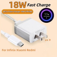 For Xiaomi 18W Fast Charger C to Micro USB 11T Redmi Note 12 POCO F5 F4 X5 Smartphone Power Adapter