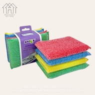 4pcs Cleaning Sponge Scrubber Scouring Pads Basin Dishwashing Wipe Kitchen Utensils 海绵 百洁布 80038