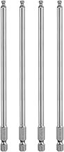 QUARKZMAN Pack of 4 Ball Head Allen Screwdriver Bit, 4 mm (H4.0) Tip, 1/4 Inch, 150 mm (6 inches), L