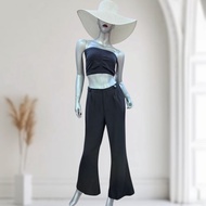 Riva black mid rise flare trouser pants