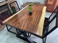 MPT2Wood-Steel โต๊ะกินข้าว โต๊ะทำงาน โต๊ะสำเร็จรูป ก50-60xย120xส75ซม. โต๊ะไม้ขาเหล็ก ท็อปไม้แผ่นเดีย