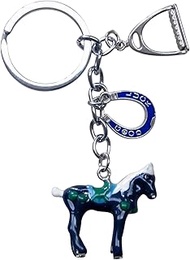 Bag Jewellery Keyring Horse, Stirrups and Iron Horse Good Luck, 10 x 3 cm, Stainless Steel, blue, 10