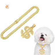 (The Ham's) Dollar cat necklace, dog necklace, large gold chain, dollar pendant